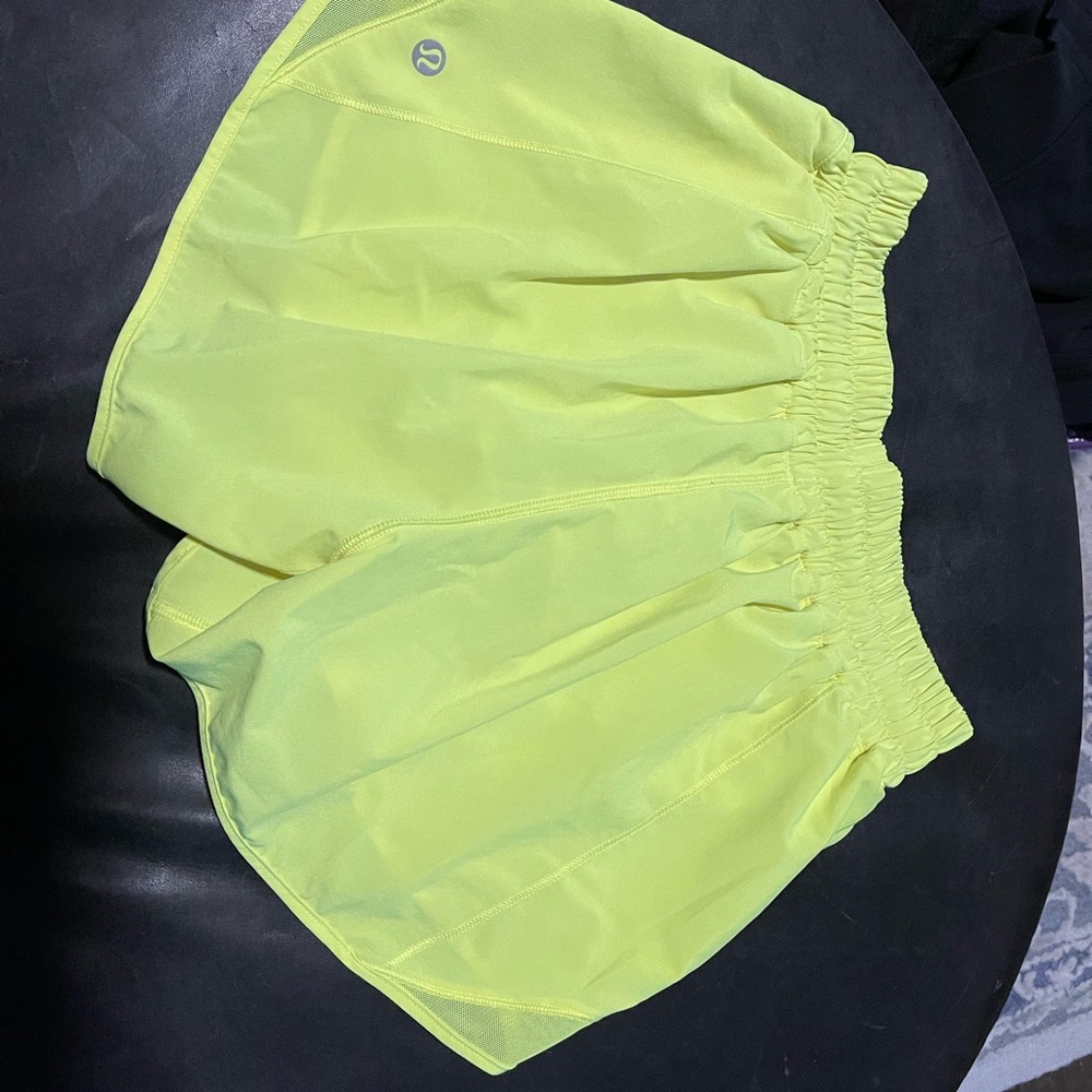 lululemon hottie hot neon yellow shirts - 4 inch length.